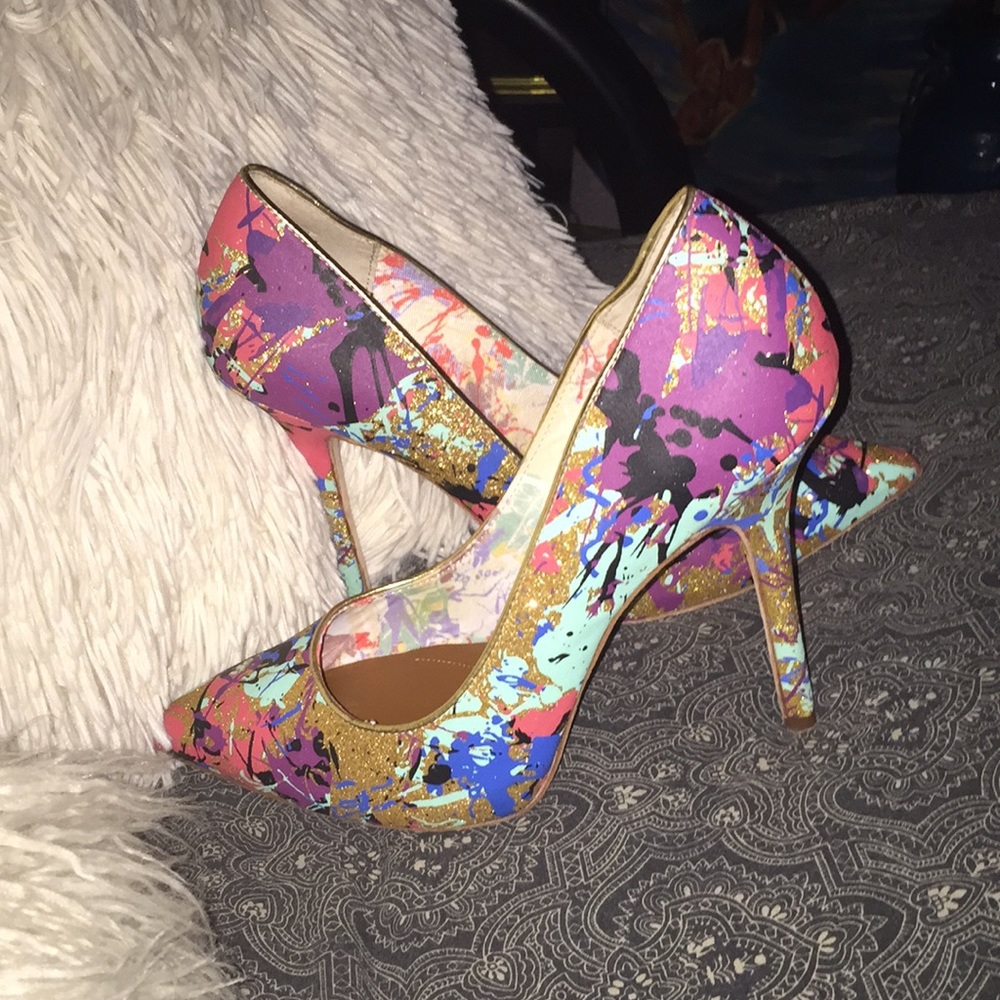 Multicolor Paint-Splash High Heel Pumps